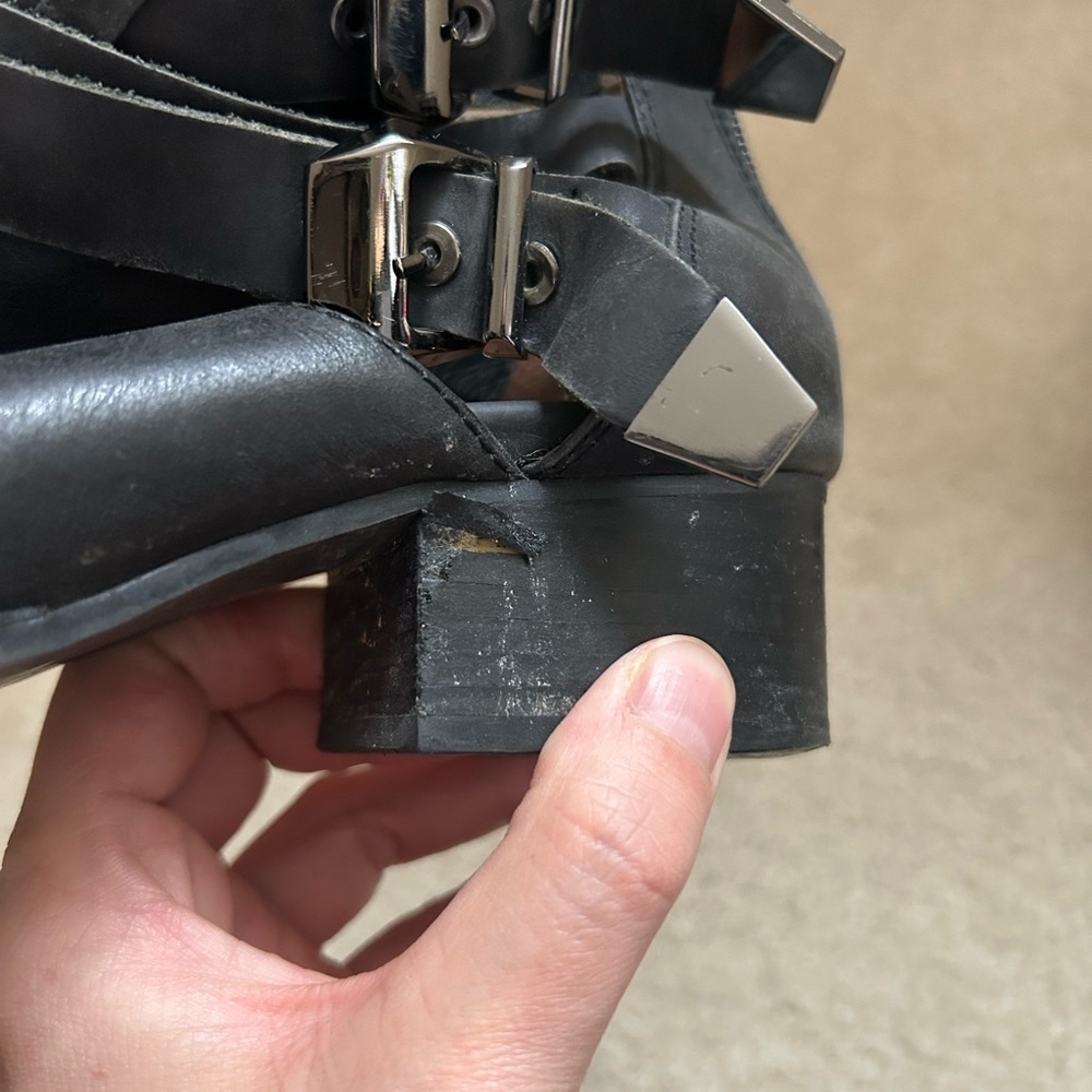 Jeffrey Campbell Everly Black Leather Cutout Ankle Booties Size 8.5 - Picture 5 of 8